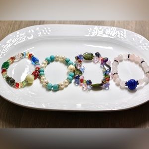Bead and semi precious stone stretched bracelets 4 of them only for $20.00